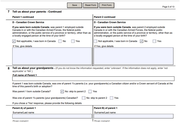 Citizenship Certificate Application Form Page 5 Top