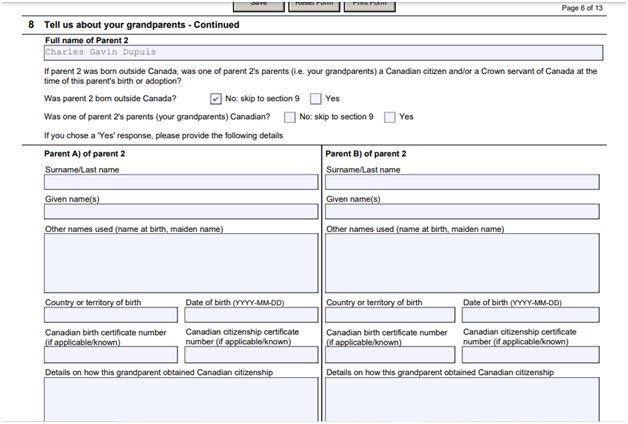 Citizenship Certificate Application Form Page 6 Top