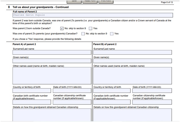 Citizenship Certificate Application Form Page 6 Top