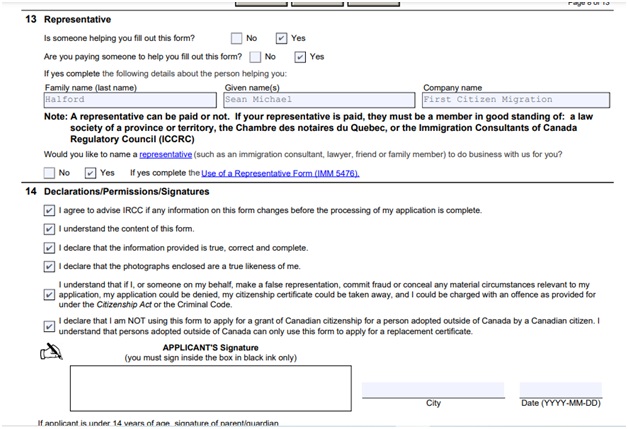 Citizenship Certificate Application Form Page 8 Top