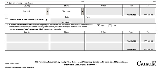 IMM 0008 General Application Form for Canada for a Sponsored Spouse Page 1 bottom: Personal Details (of the sponsored spouse) part 2