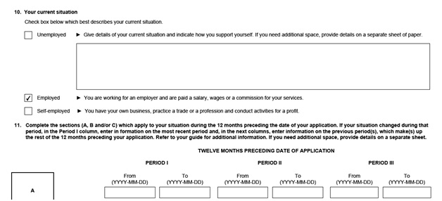 IMM 1283 Financial Evaluation page 3 top: sponsor's employment information