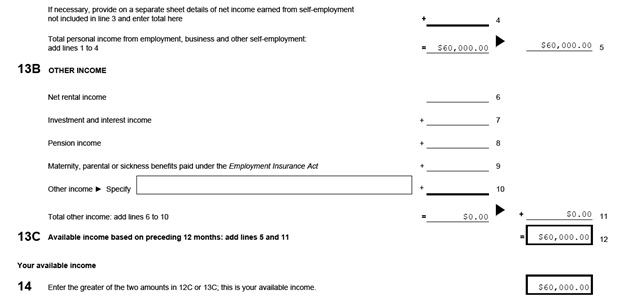 IMM 1283 Financial Evaluation page 4 middle: income calculation