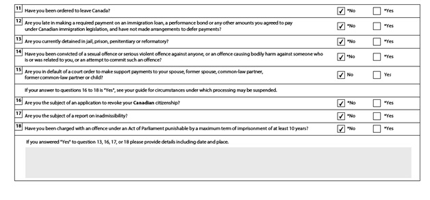 Application to Sponsor, Sponsorship Agreement and Undertaking Page 3: Sponsor Eligibility Assessment Part 2