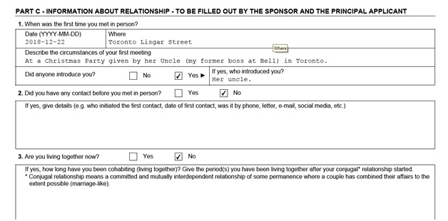 IMM 5532 Relationship Information and Sponsorship Evaluation Page 5 Top: Information About Relationship part 1