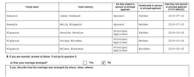 IMM 5532 Relationship Information and Sponsorship Evaluation Page 6 middle: Family members with knowledge of your relationship Part 1