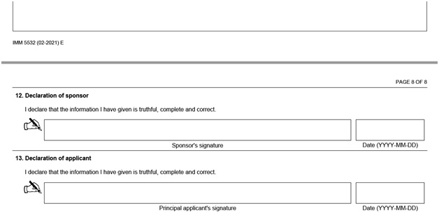 IMM 5532 Relationship Information and Sponsorship Evaluation Page 8 top: Your signed declarations