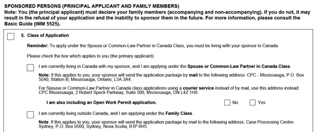 IMM 5533 Document Checklist for Sponsoring a Spouse page 2 top Part A: Forms Required for the Sponsored Persons