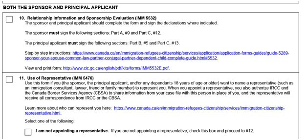 IMM 5533 Document Checklist for Sponsoring a Spouse page 3 middle Part A: Forms Required for both parties
