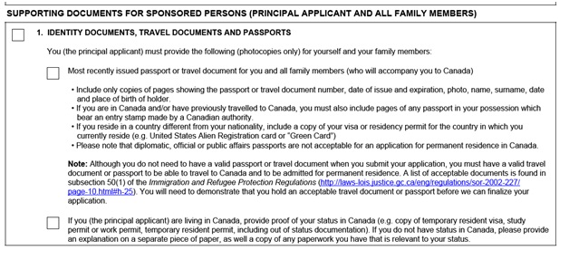 IMM 5533 Document Checklist for Sponsoring a Spouse page 5 bottom Part B: Documents Required from the Sponsored Persons