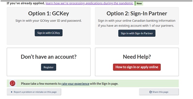 IRCC Sign-in options