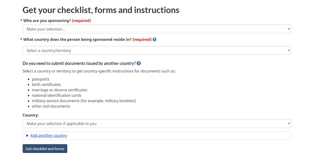 Where the additional country forms can be found on IRCC's website