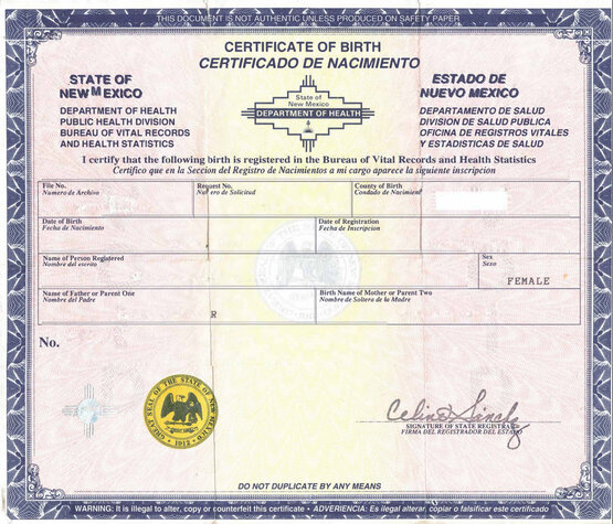 American birth certificate