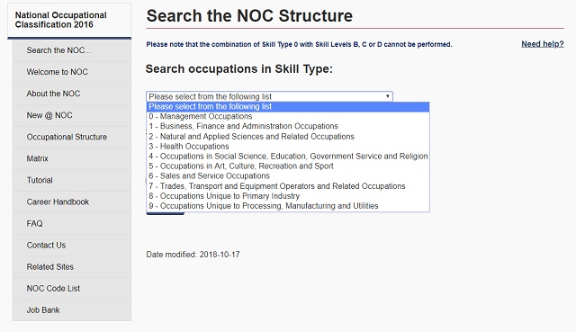 Search the NOC by Structure