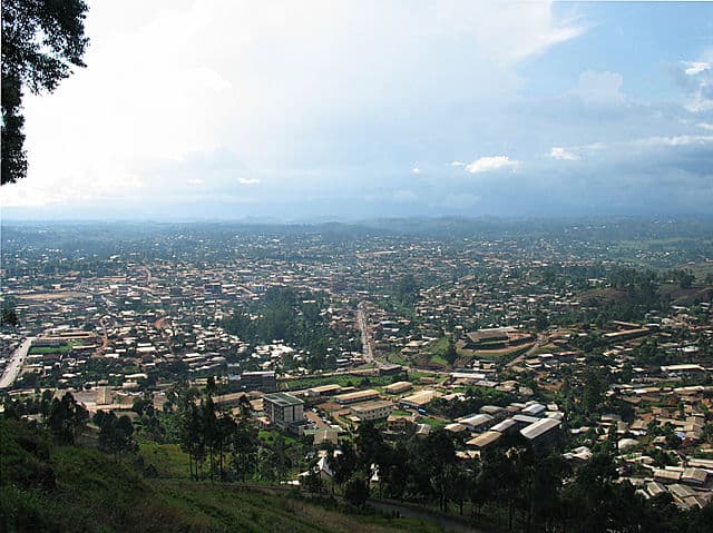 Bamenda, Northwest Province, Cameroon, as viewed from the mountain road into the city. Photo by uploader.