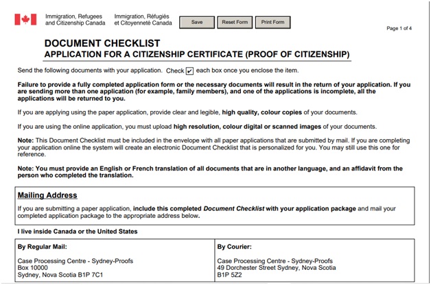 CIT 0014 Document Checklist Page 1 Top