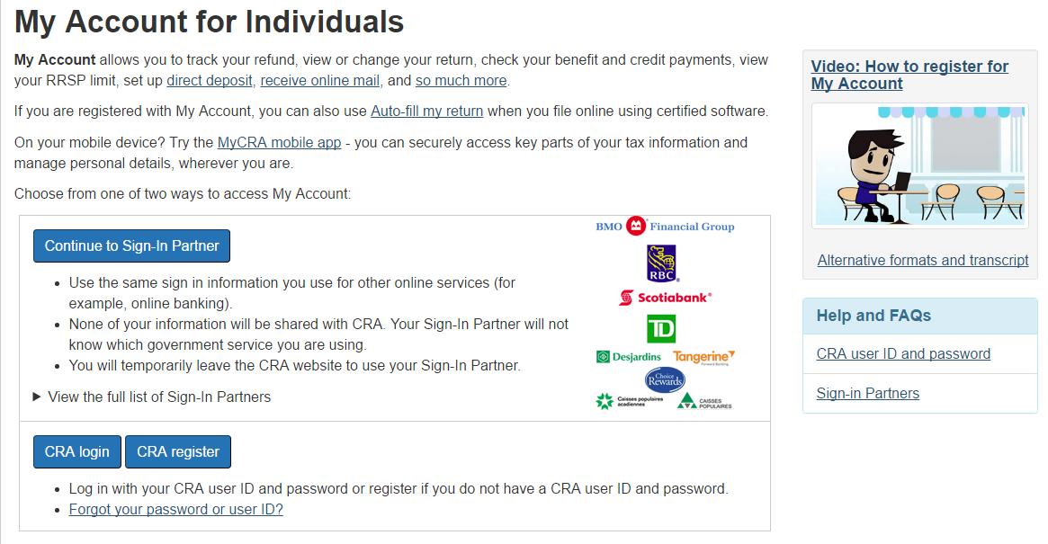 My Account with CRA