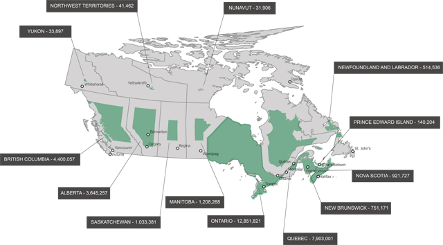 Map of Canada by Population