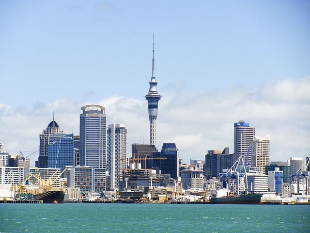 Auckland via https://pixabay.com/en/new-zealand-skyline-auckland-73230/