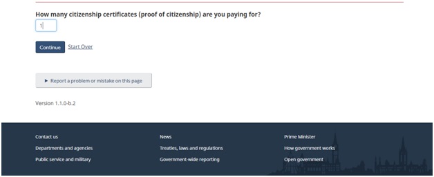 Number of citizenship certificates you are paying for