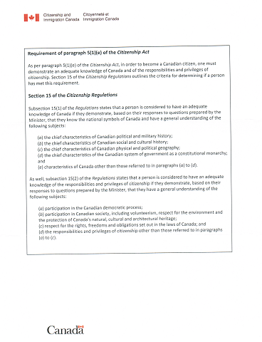 Requirements of pargraph 5(1)(3) of the Citizenship Act