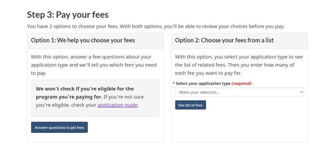 jStep 3 in the Citizenship Certificate Application: Pay your fees