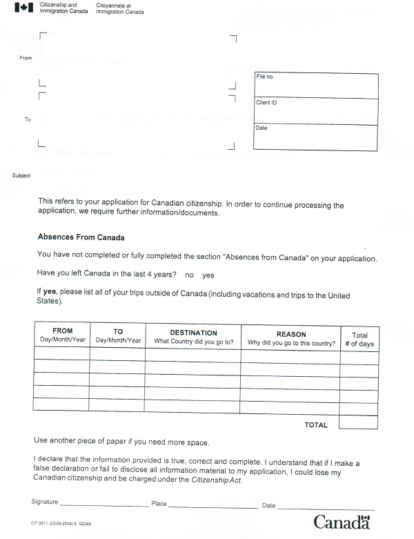 CIC Trip Confirmation Notice