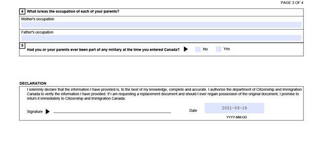 Completed VOS Application Form Page 7