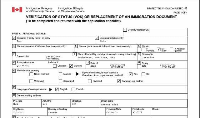 Completed Verification of Status Application