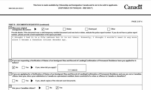 Completed Verification of Status Application