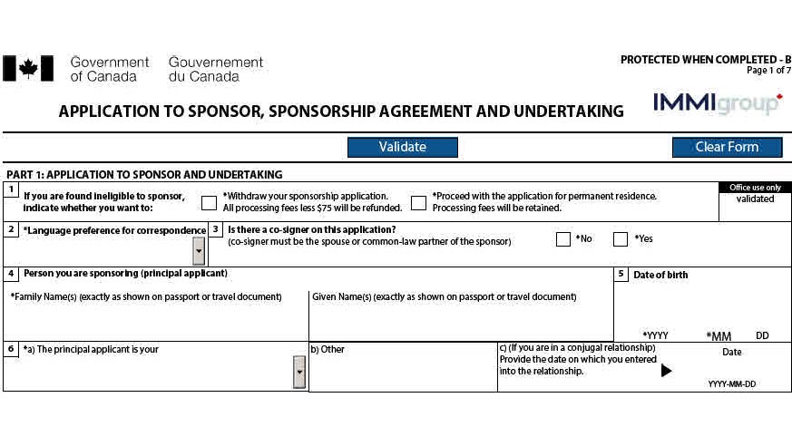IMM 1344 application to sponsor and undertaking