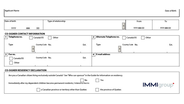 IMM 1344 co-signer residency declaration