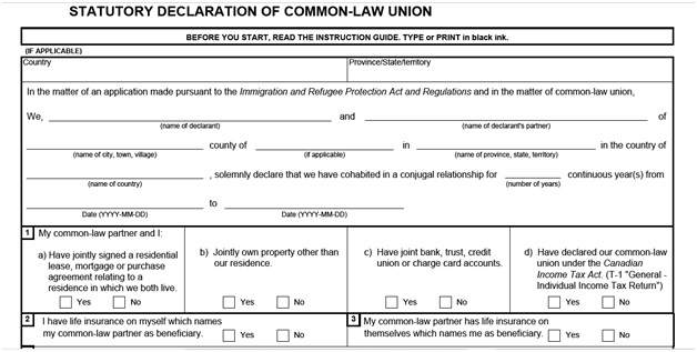 IMM 5409 statutory declaration