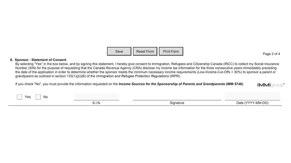 IMM 5768 statement of consent