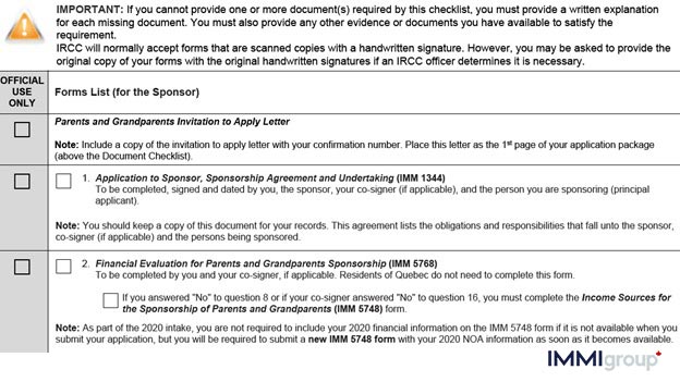 IMM 5771 document checklist