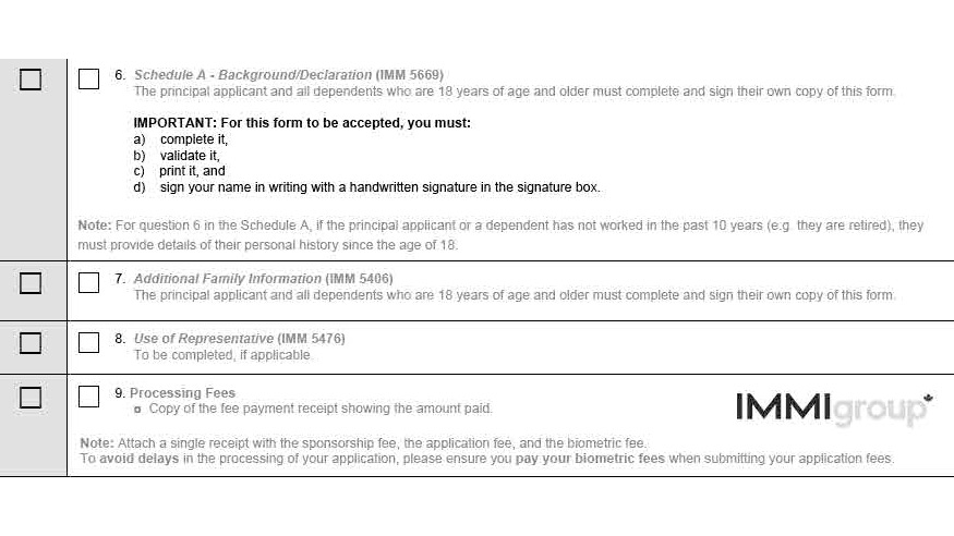 IMM 5771 document checklist