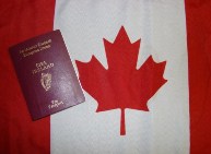 Irish Passport with Canadian flag