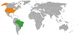 Brazil and the US on the world map via https://commons.wikimedia.org/wiki/File:Brazil_USA_Locator.png?uselang=en-gb