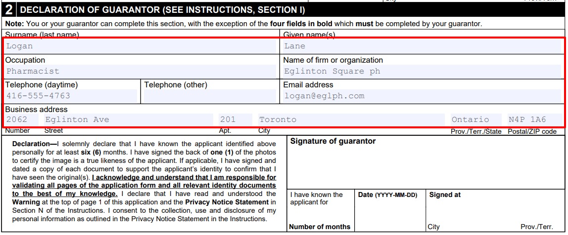 Refugee Travel Document - 2 Declaration of guarantor