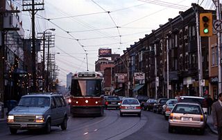 Street Car at College and Montrose sometime in the distant past