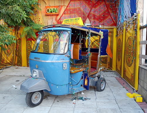 Pakistani Rickshaw in the Gerrard India Bazaar via https://en.wikipedia.org/wiki/File:Torontopakistanirickshaw.jpg