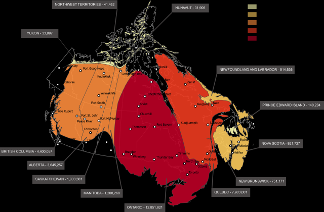 Map of Canada by Population