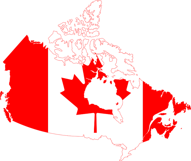 Flag of Canada on the map of Canada via https://pixabay.com/en/flag-canada-geographical-map-1179160/