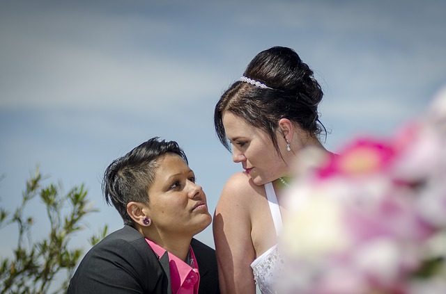 Lesbian couple via https://pixabay.com/photos/bride-and-groom-before-love-marry-1825873/