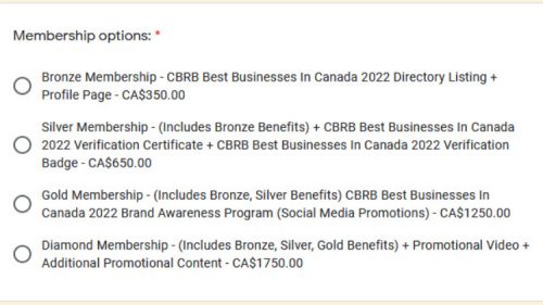 paid award membership example